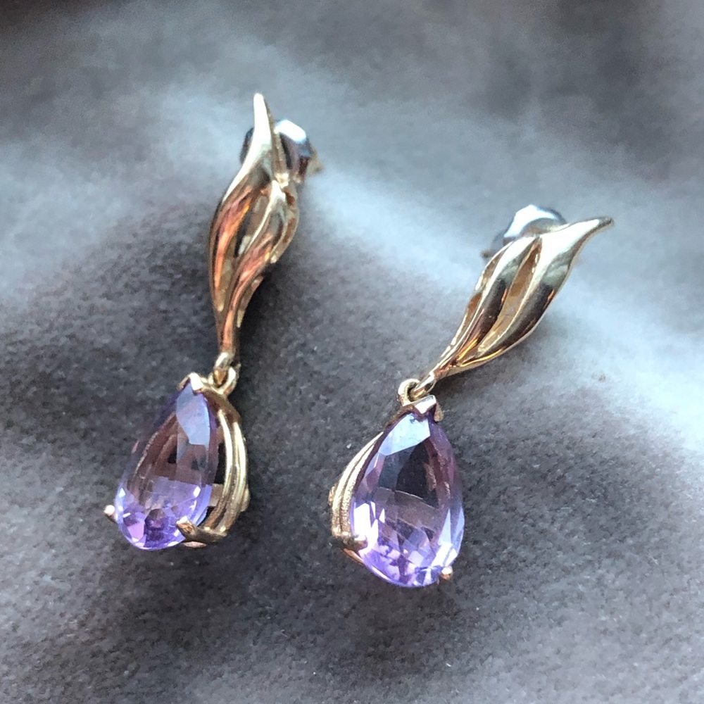 14k amethyst drop earrings